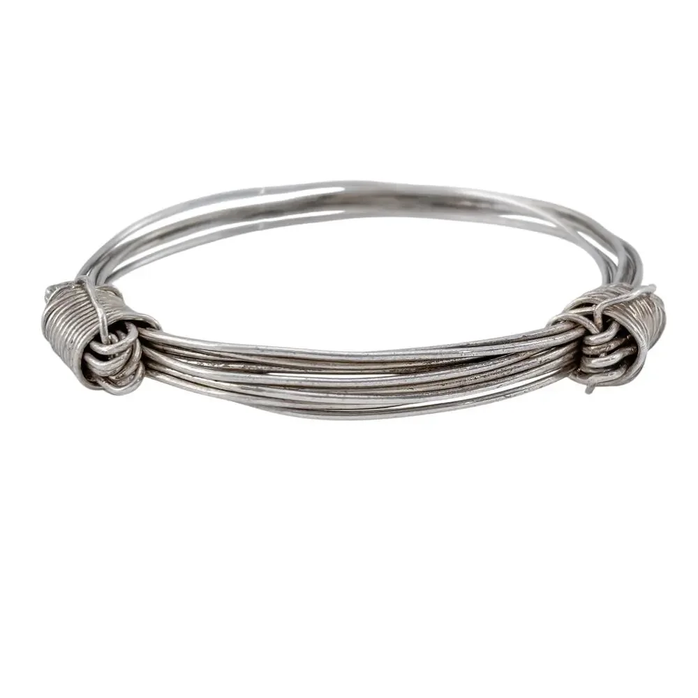 Vintage Sterling Silver 925 Multi Wire Coiled Bangle Bracelet 7